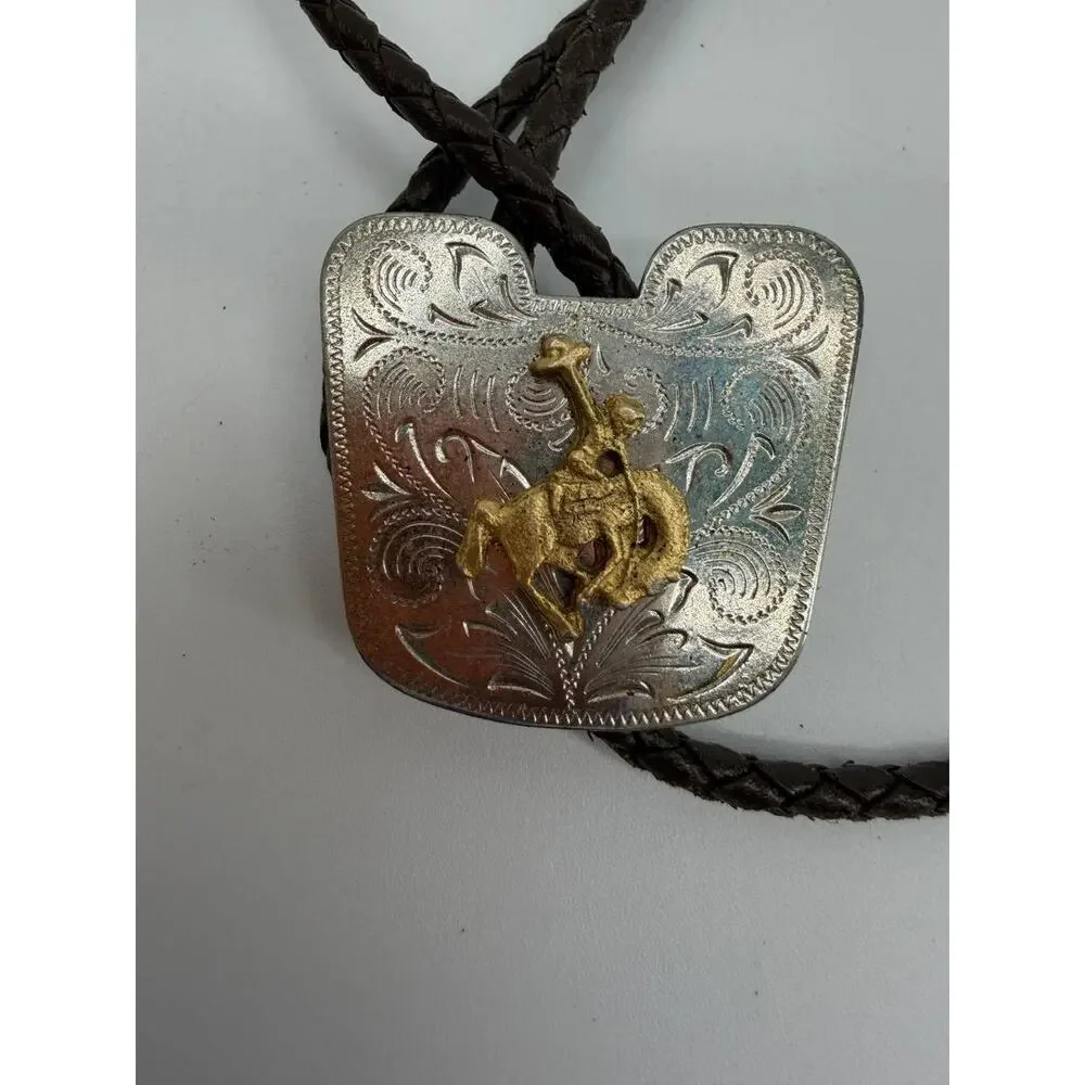 Western Bolo Tie Lot Bull Head Cowboy Rodeo Slide Leather Cord Vintage Style